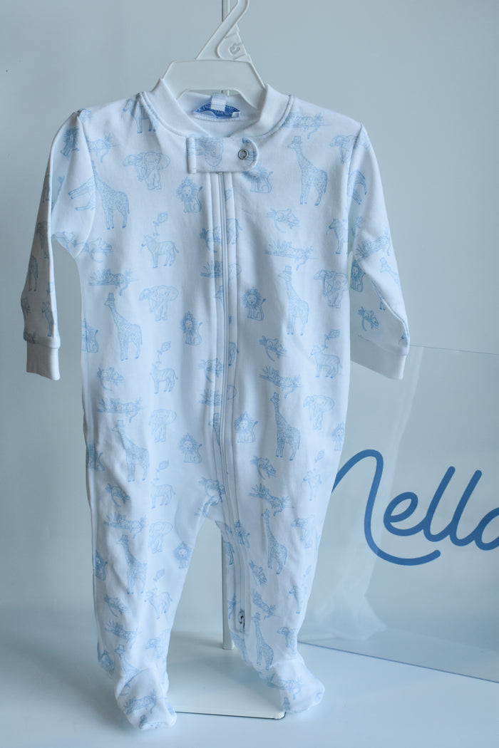 Blue Safari Zipper Footie
