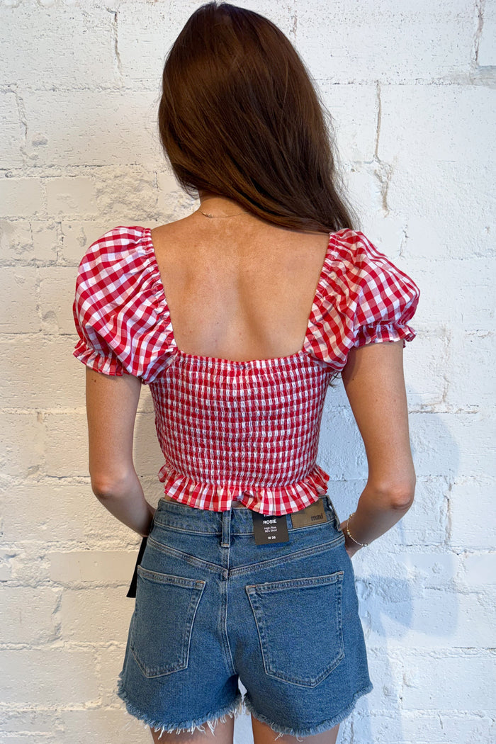Bridget Gingham Top Red Back, adeline boutique, dallas boutique, boutique