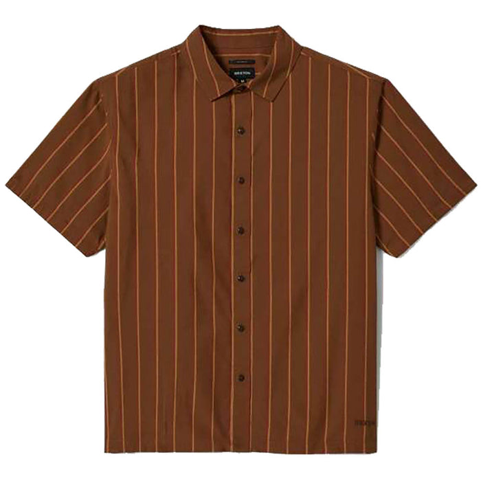 Brixton CRU Stripe Short Sleeve Woven washed copper/burnt red/sunset pure boardshop