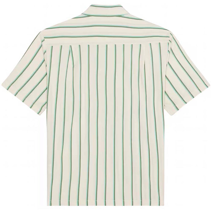 Brixton CRU Stripe Short Sleeve Woven Beige/Pine Needle/Aquatic Green pure boardshop