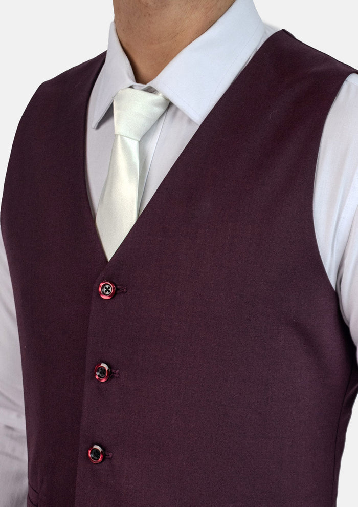 Burgundy Sharkskin Vest - SARTORO