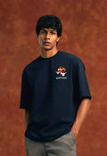Burning Heart Boxy Tee In Navy image 1