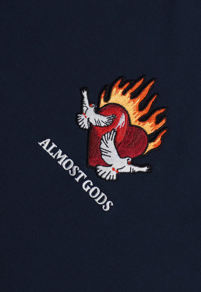 Burning Heart Boxy Tee In Navy image 3