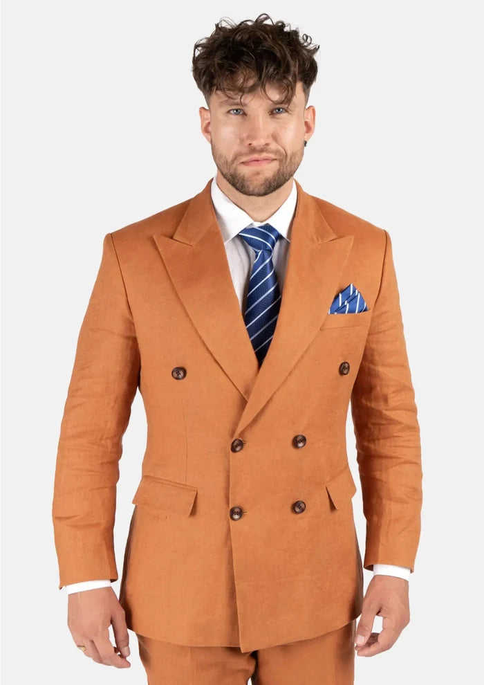Waverly Burnt Orange Linen Suit - SARTORO
