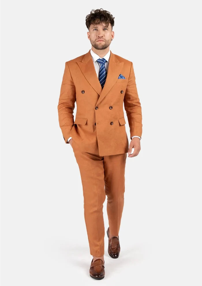 Waverly Burnt Orange Linen Suit - SARTORO