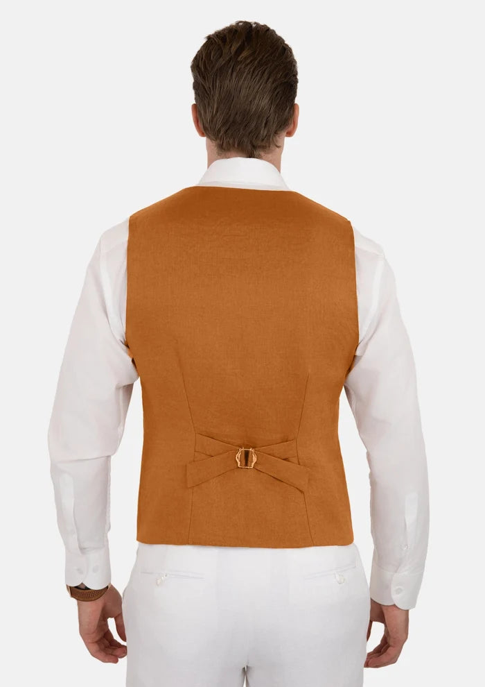 Burnt Orange Linen Vest - SARTORO