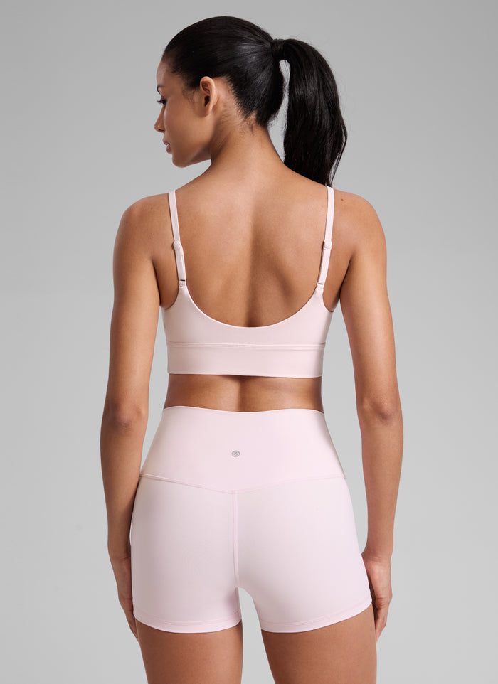 CRZ YOGA Women's Butterlift Yoga Longline Built in Bra Sports Bra Strawberry Pink