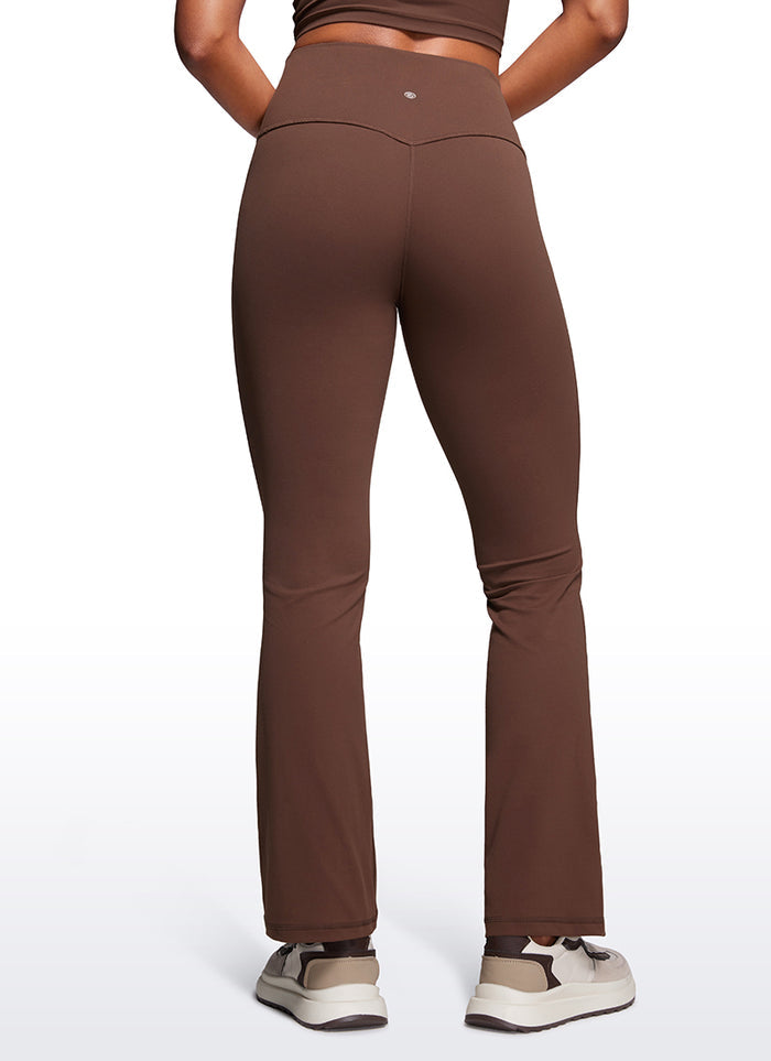 CRZ YOGA Women's Yoga High Waist Butterluxe Flare Pocket Leggings 29" Coffee Brown