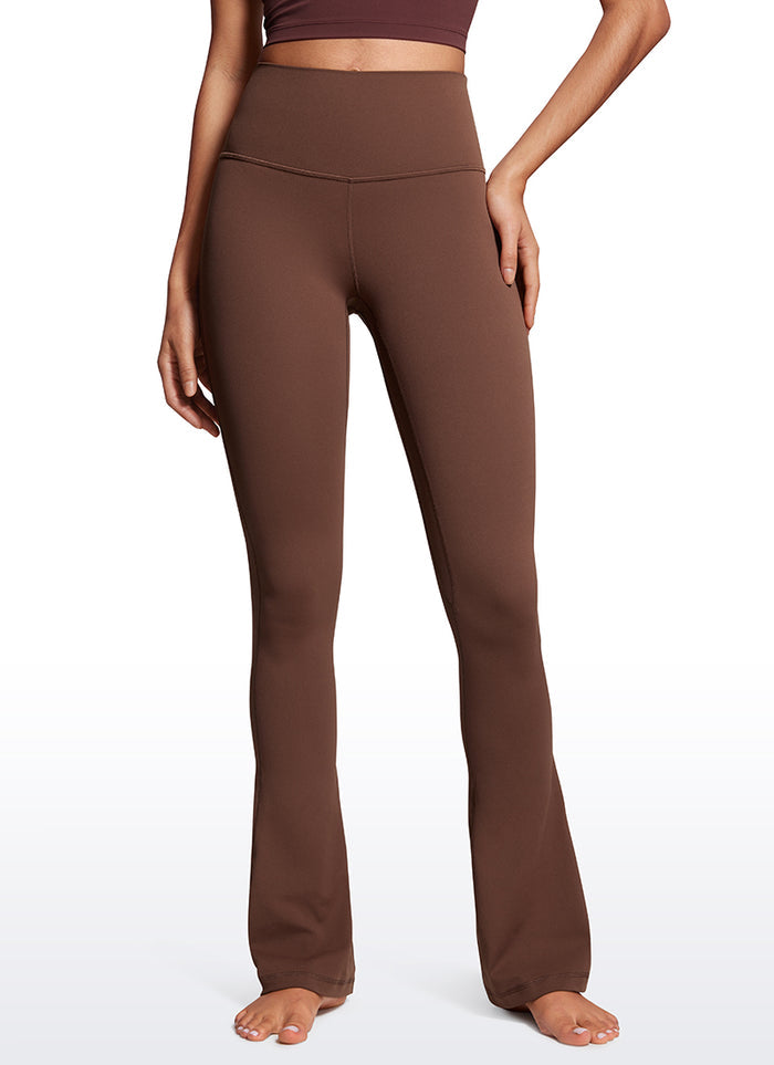 CRZ YOGA Women  Butterluxe High Waist Pockets Mini Flared Leggings 32" Coffee Brown