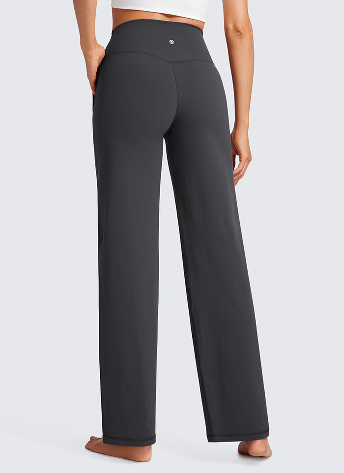 CRZ YOGA Women's Butterluxe High Rise Wide Leg Pants with Pockets 31'' Mysterious Grey