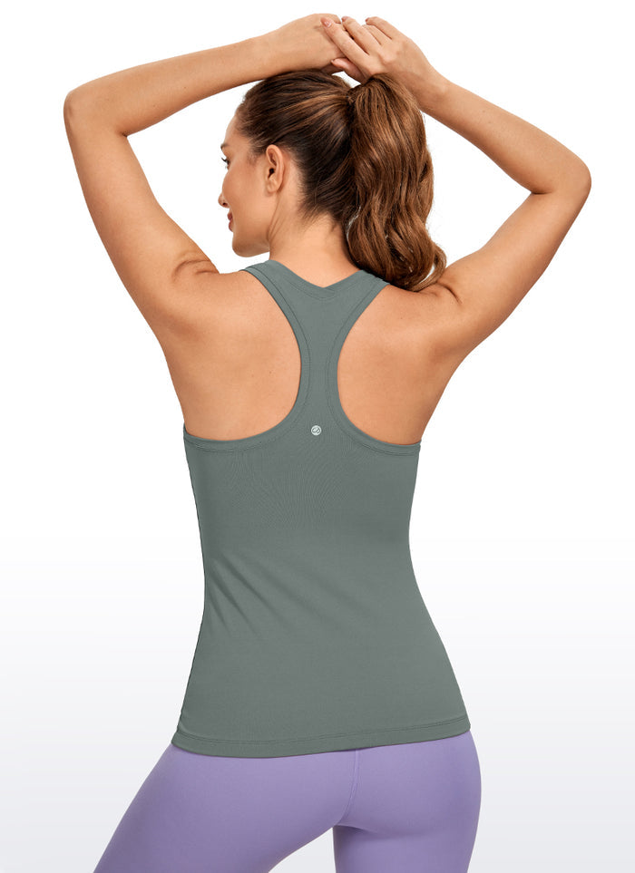 CRZ YOGA Women's Yoga Slim Fit Tops Butterluxe Tank Racerback Grey Sage