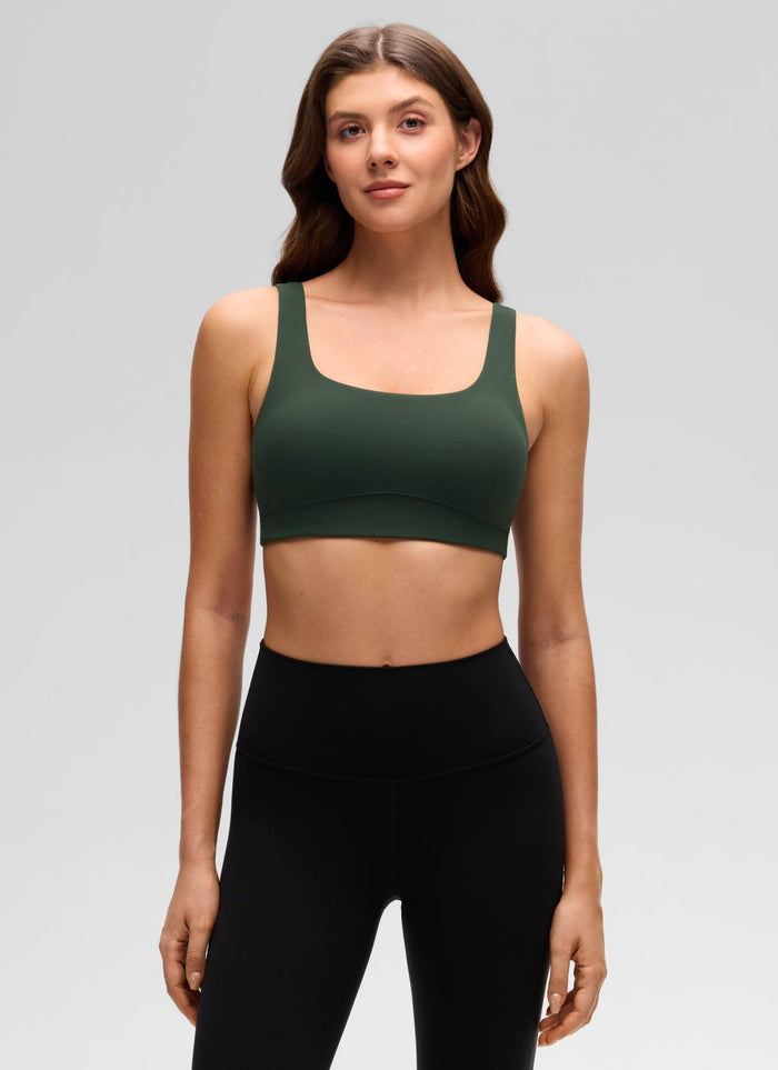 CRZ YOGA Women's Butterluxe Yoga U Back Sports Bra Light Support Legend Green