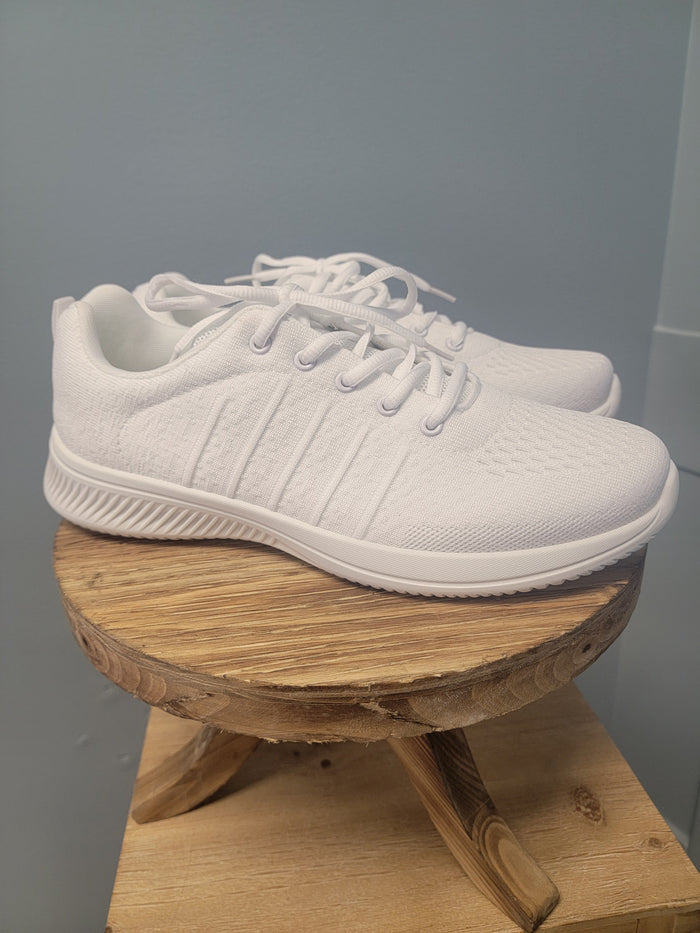 White lace up sneakers for men.