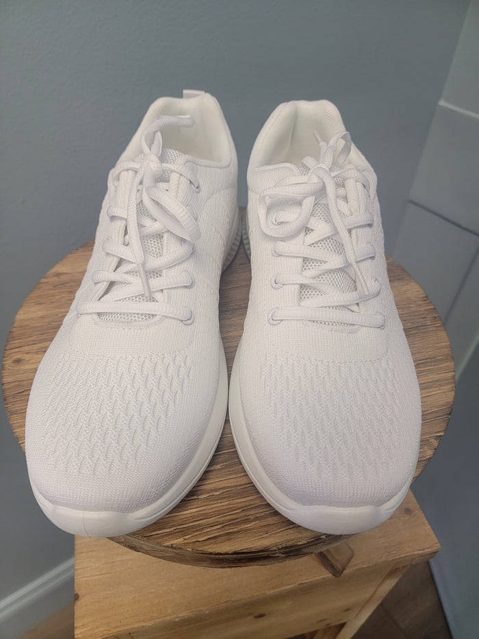 White lace up sneakers for men.
