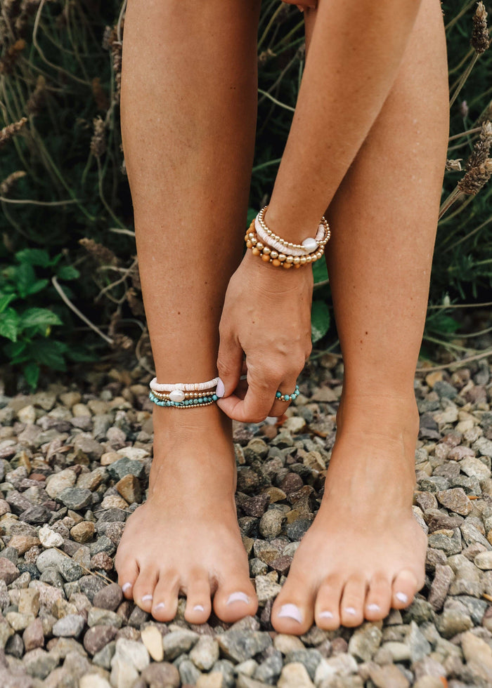 CanyonLeaf - 14K Gold Filled || Beaded Stretch Anklet