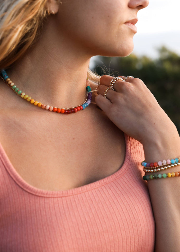 CanyonLeaf - Natural Gemstone Necklace + 14k Gold Filled Toggle - Skyline