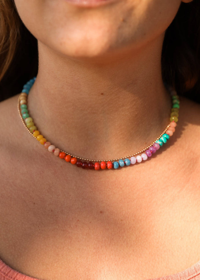 CanyonLeaf - Natural Gemstone Necklace + 14k Gold Filled Toggle - Skyline