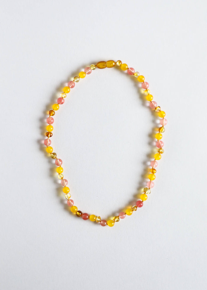 CanyonLeaf - Polished Honey Baltic Amber + Honeysuckle Gemstone Necklace