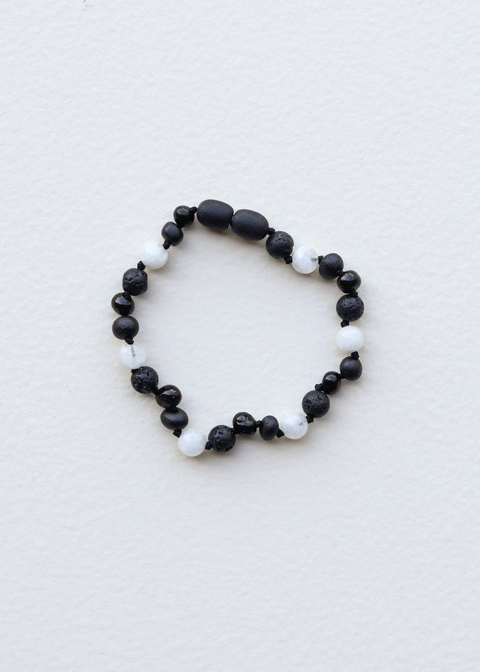 CanyonLeaf - Raw Black Baltic Amber + Moonstone || Anklet or Bracelet