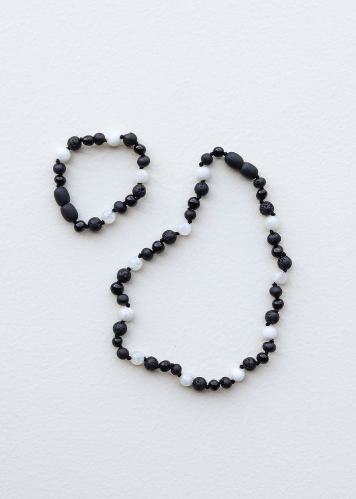 CanyonLeaf - Raw Black Baltic Amber + Moonstone || Anklet or Bracelet