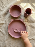 Dusty rose cat silicone baby dinner