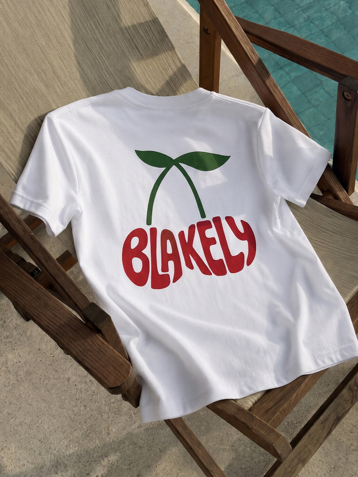 Cherry Bubble Print Oversized T-Shirt - White