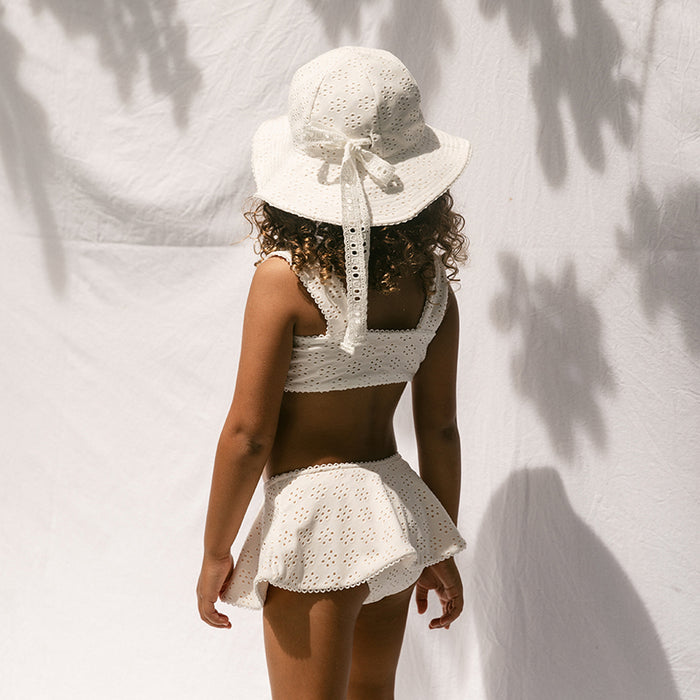 Petit Playa Classic Bikini Skirt in Gardenia print, sun-safe UPF50+ swimwear for babies and girls