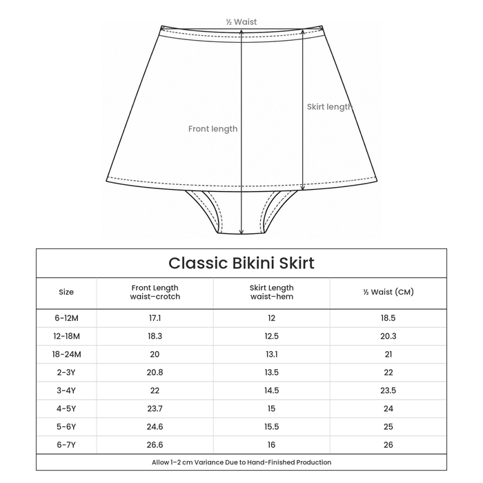 Classic Bikini Skirt size guide