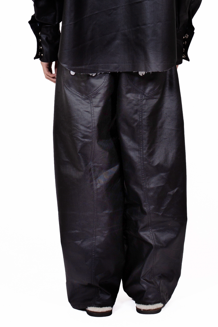 Coated Biker Baggy Jeans