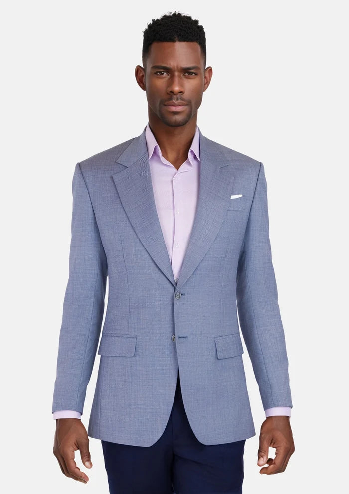 Columbia Blue Sharkskin Ellis Jacket - SARTORO