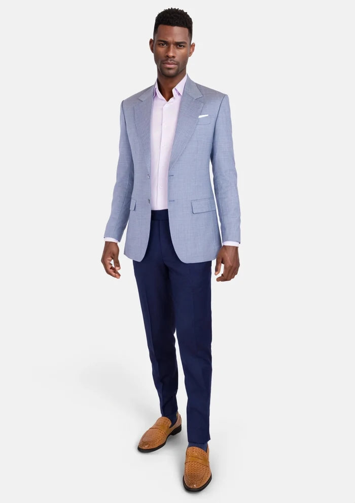 Columbia Blue Sharkskin Ellis Jacket - SARTORO