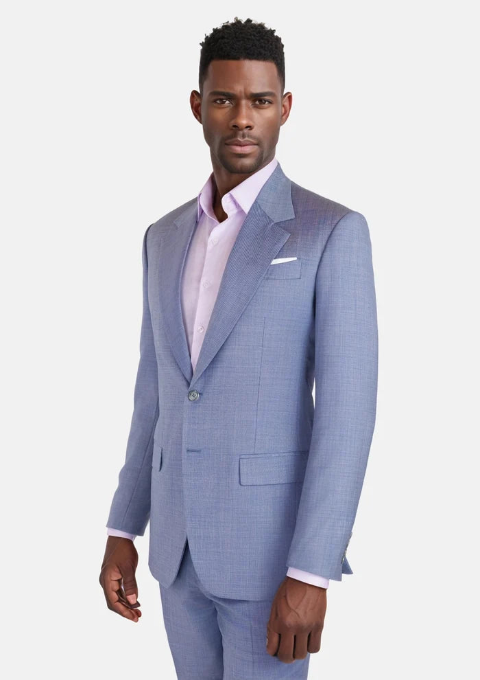 Columbia Blue Sharkskin Ellis Suit - SARTORO