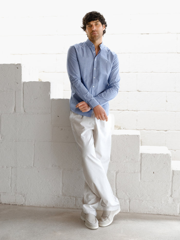 Conrad Long Sleeve Checked Shirt - Blue
