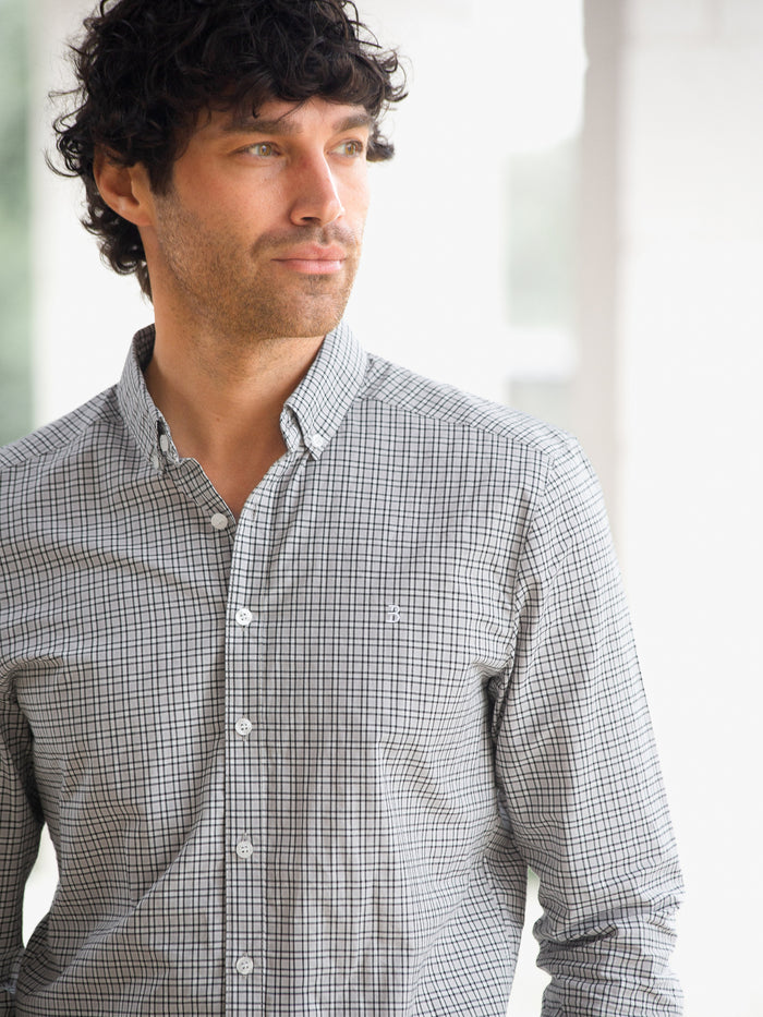Conrad Long Sleeve Checked Shirt - Brown