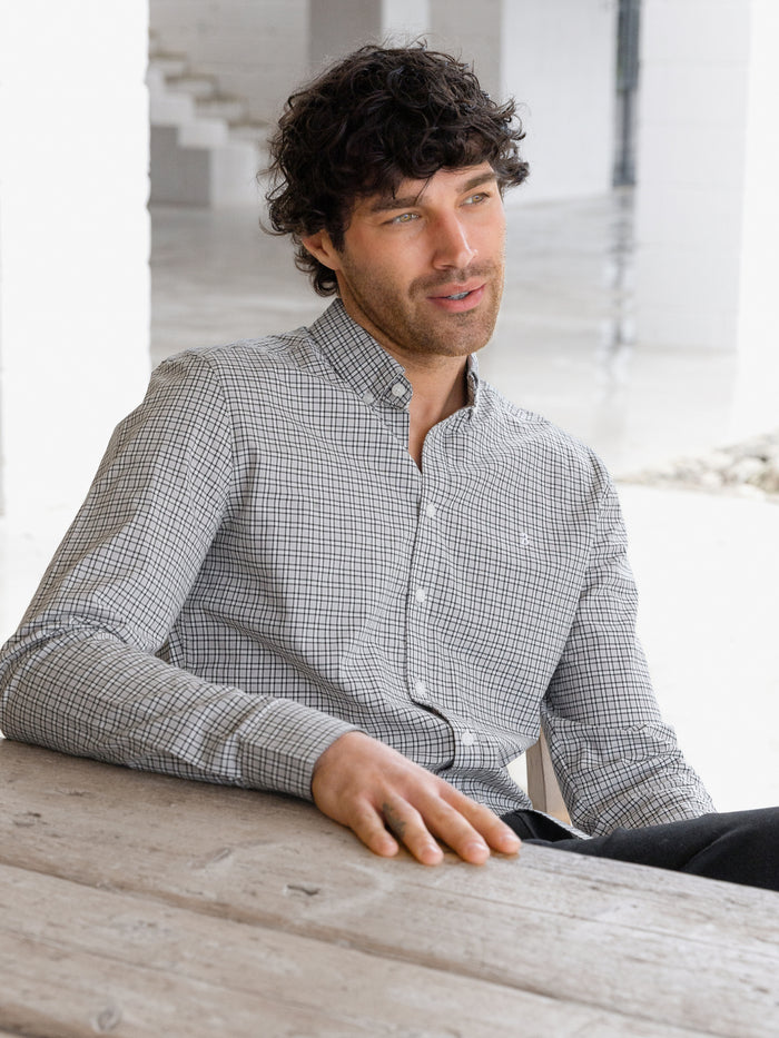 Conrad Long Sleeve Checked Shirt - Brown