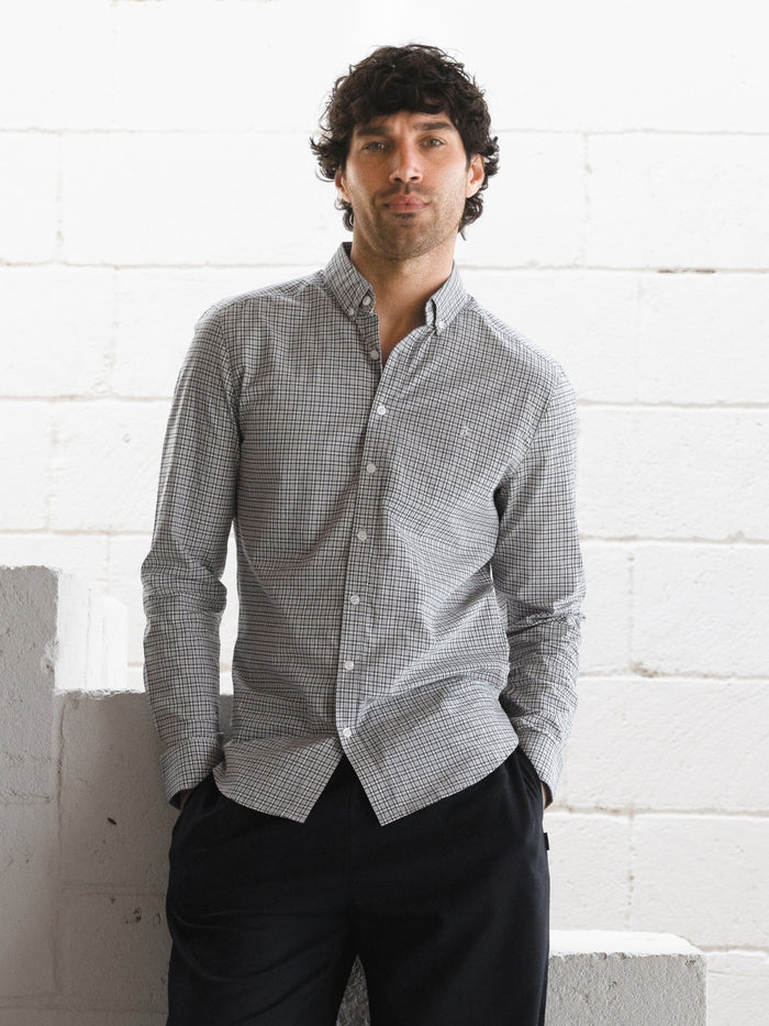 Conrad Long Sleeve Checked Shirt - Brown