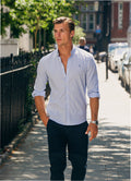Conrad Long Sleeve Checked Shirt - Light Blue