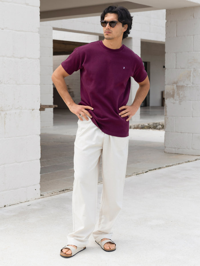 Conrad Relaxed Anchor T-Shirt - Burgundy