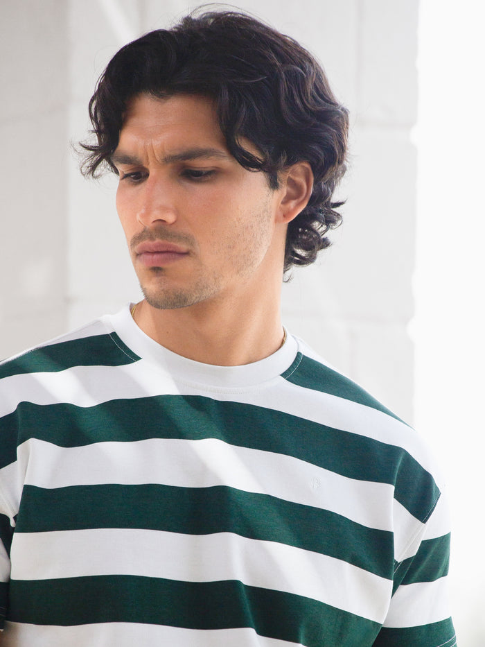 Conrad Relaxed Stripe T-Shirt - Dark Green