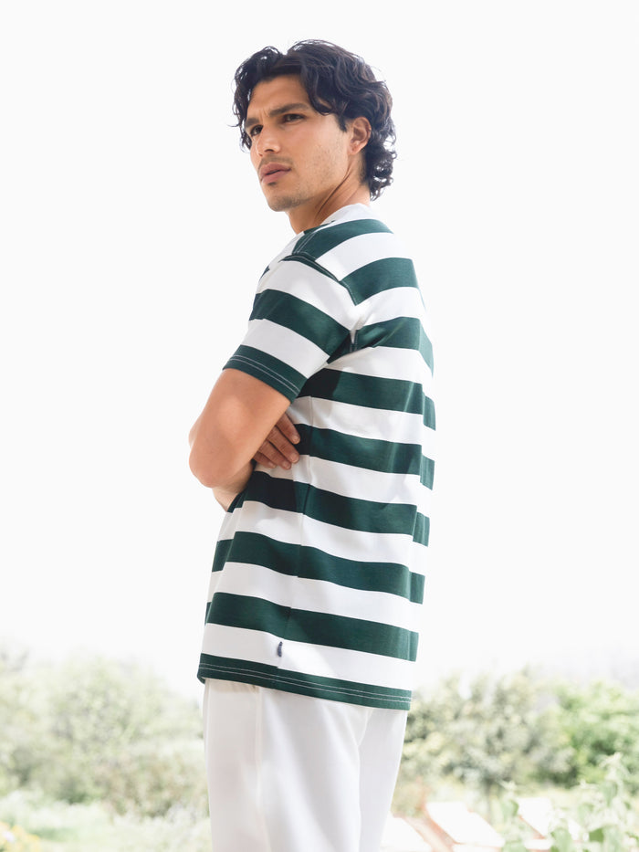 Conrad Relaxed Stripe T-Shirt - Dark Green