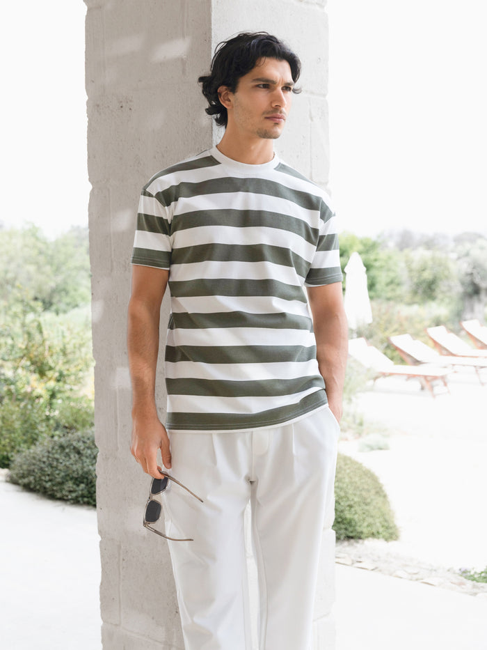 Conrad Relaxed Stripe T-Shirt - Safari Green