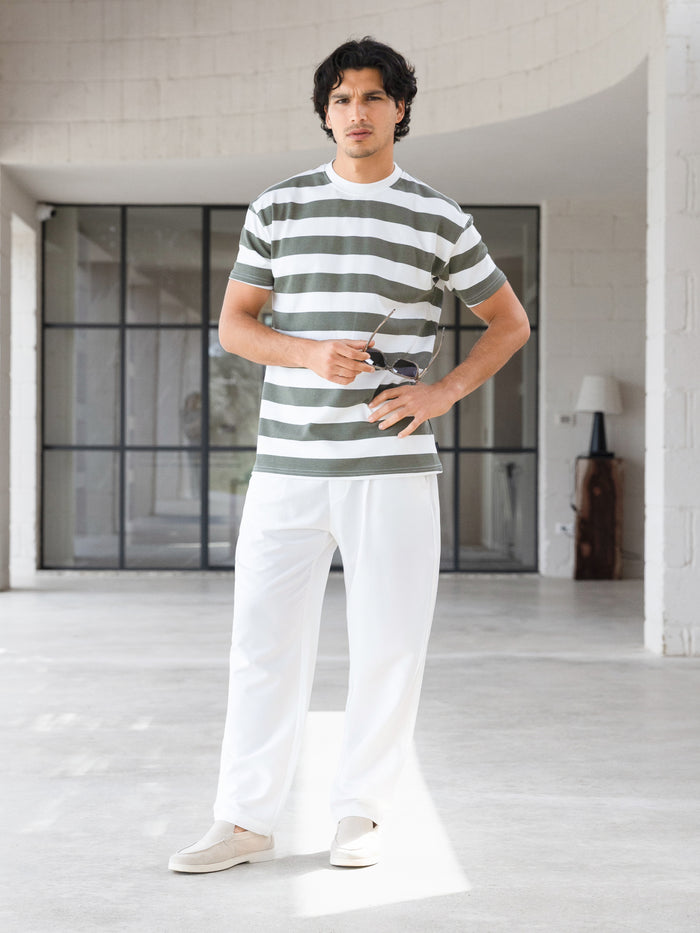 Conrad Relaxed Stripe T-Shirt - Safari Green