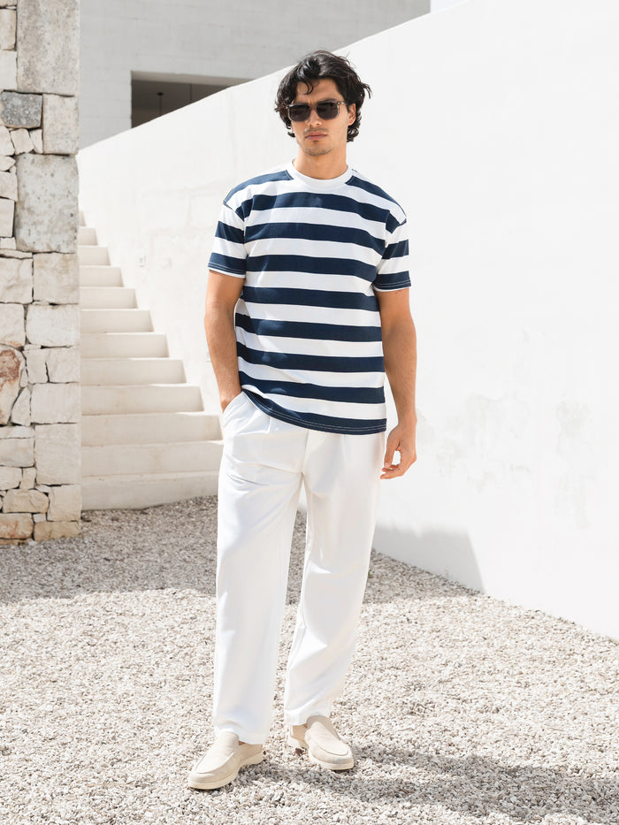 Conrad Relaxed Stripe T-Shirt - True Navy