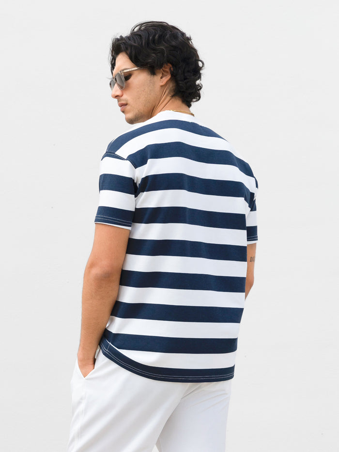 Conrad Relaxed Stripe T-Shirt - True Navy