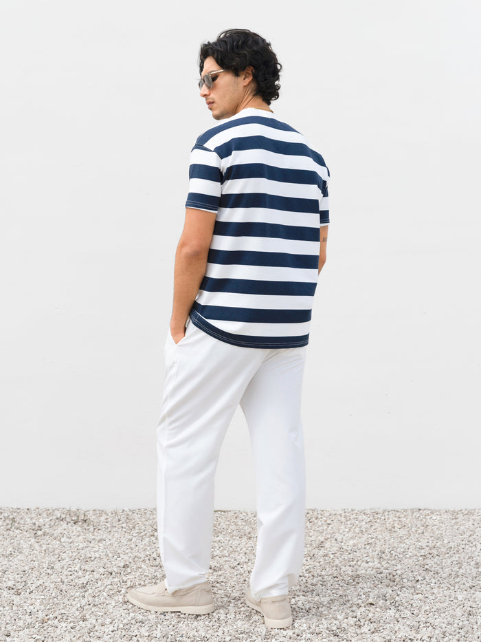 Conrad Relaxed Stripe T-Shirt - True Navy