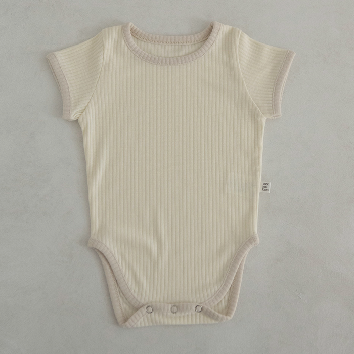 Contrast Rib Bodysuit & Short Set Vanilla