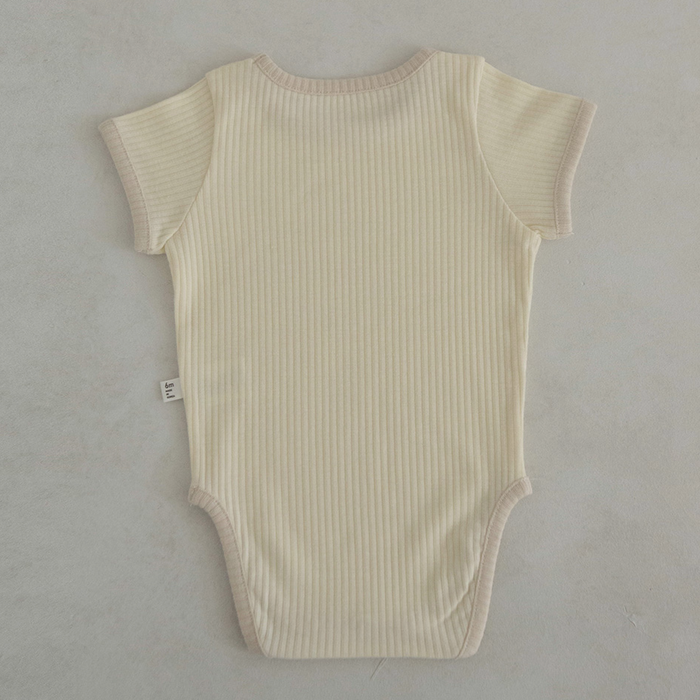 Contrast Rib Bodysuit & Short Set Vanilla