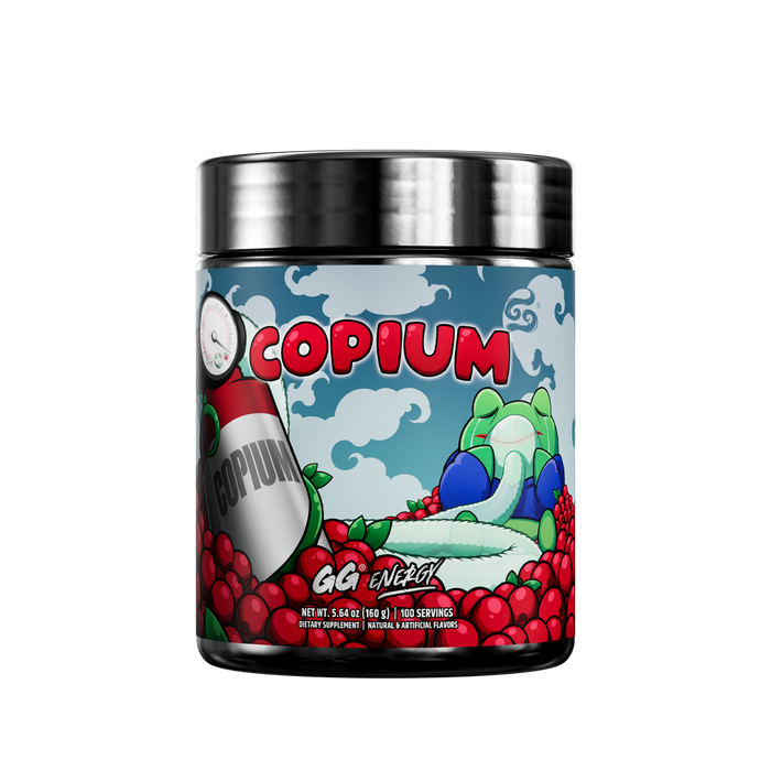 Black supplement container with silver lid showing detailed white and black supplement facts and red accents on the label.