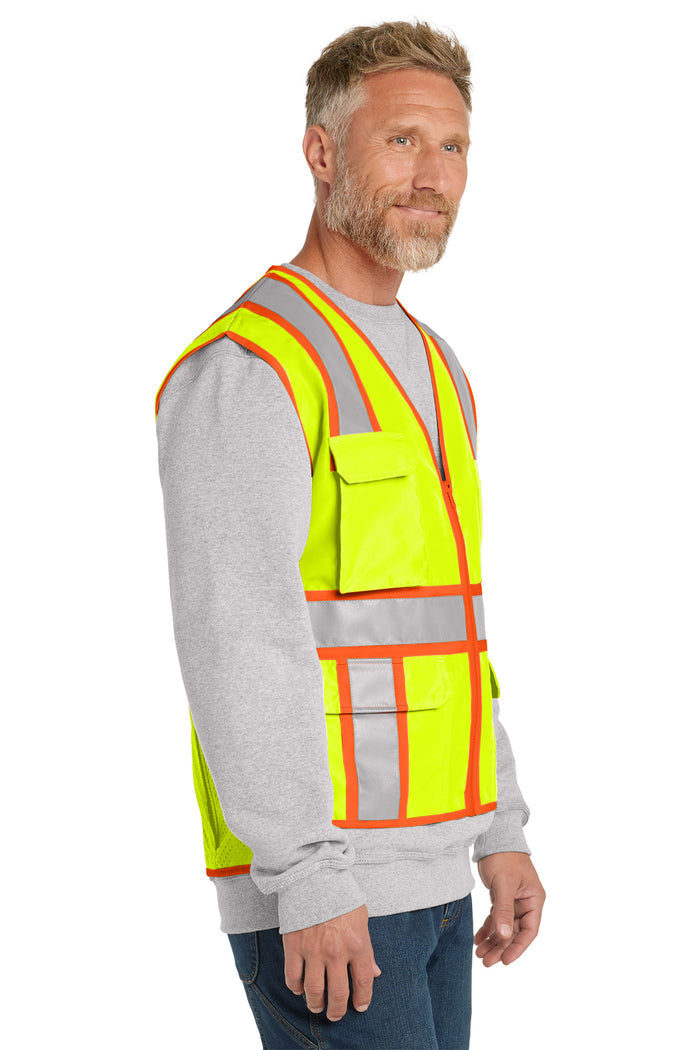 CornerStone® ANSI 107 Class 2 Surveyor Zippered Two-Tone Vest | CSV105 - The Lemon Print & Design Studio