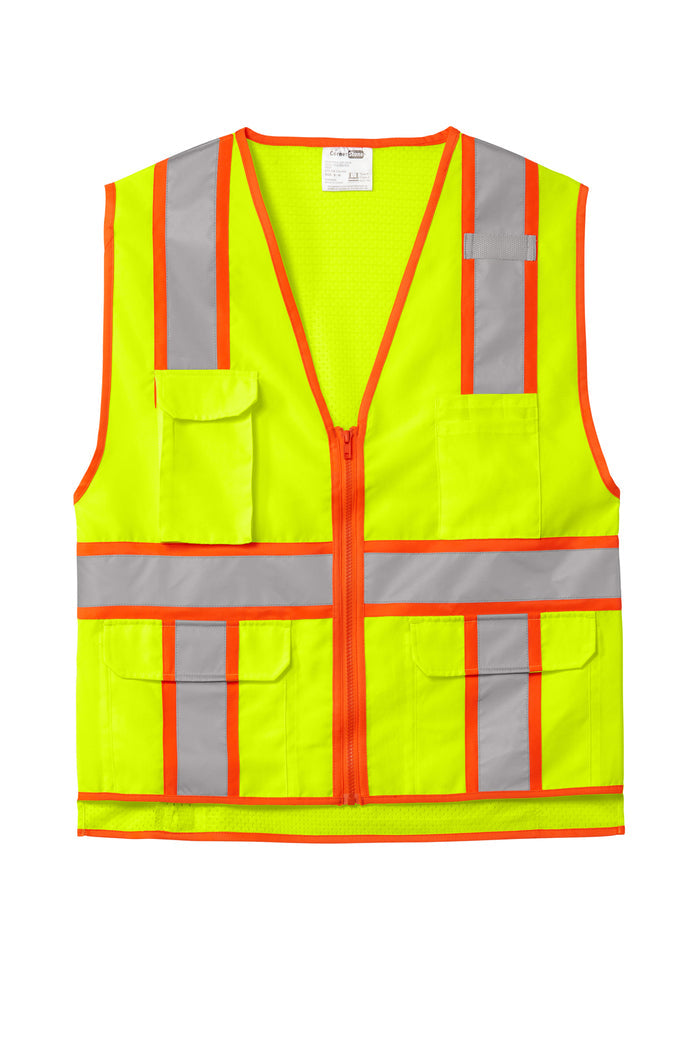 CornerStone® ANSI 107 Class 2 Surveyor Zippered Two-Tone Vest | CSV105 - The Lemon Print & Design Studio